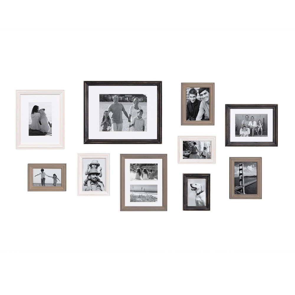 Photos - Photo Frame / Album 10pc Bordeaux Frames Set White/Black/Natural Wood - Kate & Laurel All Things Decor: Wall Gallery Kit, Modern Decor Style, Mu