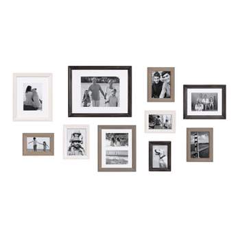 10pc Bordeaux Frames Set White/Black/Natural Wood - Kate & Laurel All Things Decor