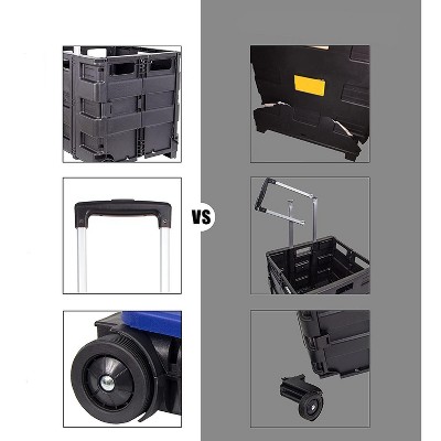Blue Aluminum and Plastic Collapsible Rolling Cart with Lid