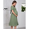 Women's Maternity Dress Puff Sleeve Back Tie Detail Open Back Maxi Dress for Pregnancy Comfortable - 4 of 4