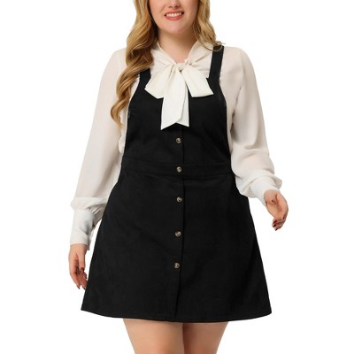 Agnes Orinda Women Plus Size Casual Overall Dress Strap Button Front Suspender Skirt