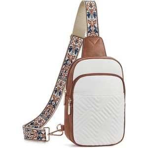 Sling Bag Quilted Crossbody Bags for Women Cross Body Purse Leather Fanny Pack with Adjustable Guitar Strap - 1 of 4