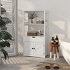 kleankin Bathroom Storage Cabinet, Linen Cabinet, Bathroom Organizer with Doors and Shelves, White - 2 of 4