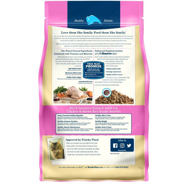 Blue Buffalo Tastefuls Sensitive Stomach Natural Adult Dry Cat Food with Chicken, 2 of 9