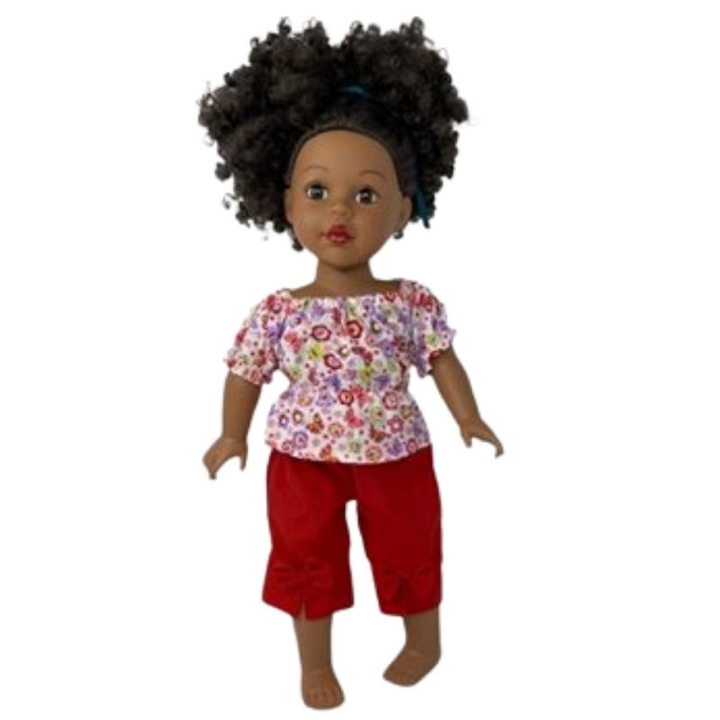 Doll Clothes Superstore Red Flowers And Butterflies With Red Capri Pants Fit 8 Inch Girl Dolls, 4 of 6