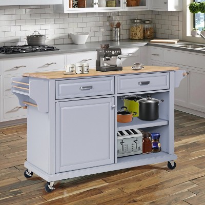 NicBex Mobile Kitchen Island Cart Kitchen Carts on Wheels with Storage, 2 Drawers, 2 Cabinets and Open Shelves for Kitchen, Gray