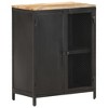 vidaXL Solid Rough Mango Wood Sideboard with Natural Finish & Iron Legs, Black | Handy 2 Compartments for Storage | Artistic Hand Mesh Patterns - 2 of 4