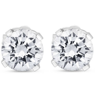 Pompeii3 1 1/2CT Diamond Push Push Studs Enhanced 14k White Gold