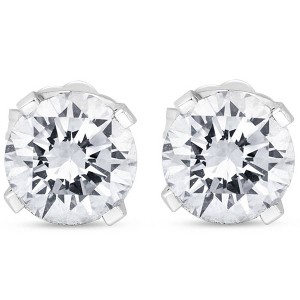 Pompeii3 1 1/2CT Diamond Push Push Studs Enhanced 14k White Gold - 1 of 3