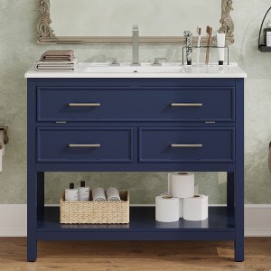 Bella Depot 36'' Bathroom Vanity with Ceramic Sink Tip-Out Tray and 2 Full-Extension Drawers - 1 of 4