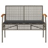 vidaXL Patio Bench with Cushion Gray Poly Rattan Acacia Wood - 4 of 4