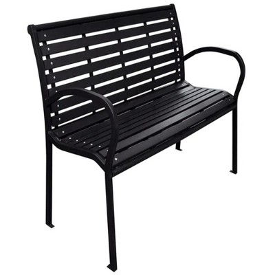 Patio Bench Black 45.7" Steel and WPCPatio Bench Black 45.7" Steel and WPC