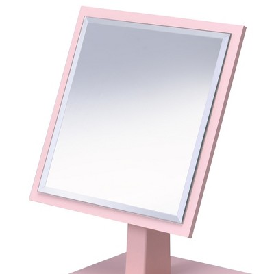 Vynxaria 9.5" Tall Polyresin & Wood Make-Up Mirror on Pedestal - Elegant White Finish
