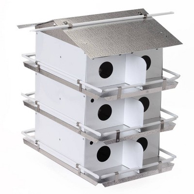 Birds Choice 20" Silver Assembled Purple Martin House Coates Round Entrance 3 Floor 12 Room Bird House: Weather-Resistant Aluminum, Pole Mounted