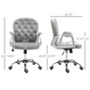 SKRAN Velvet Home Office Chair, Button Tufted Desk Chair with Padded Armrests, Adjustable Height and Swivel Wheels - 3 of 4