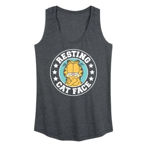 Women's - Garfield - Resting Cat Face Graphic Racerback Tank - 1 of 4
