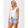 INSPIRE CHIC Women's Floral Crochet Hollow Out Sleeveless Open Front Vest Cardigan - 3 of 4
