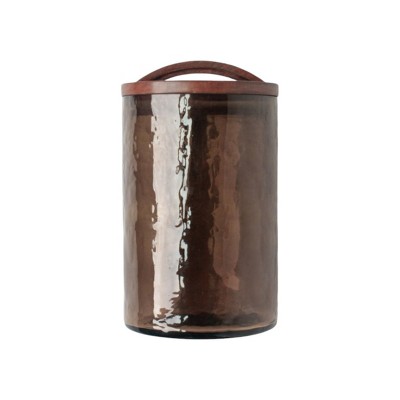 Slickblue Handblown Hammered Pebbled Finish Glass Storage Canister with Lid, Airtight Seal, Multiple Size & Color Option