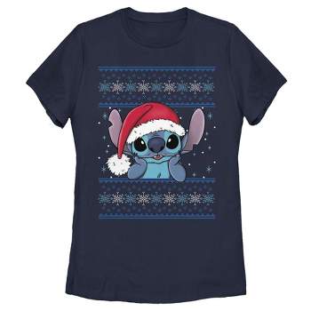 Women's Lilo & Stitch Santa Hat Ugly Sweater T-Shirt