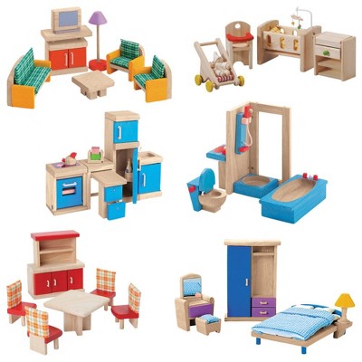 wooden dolls house furniture sets