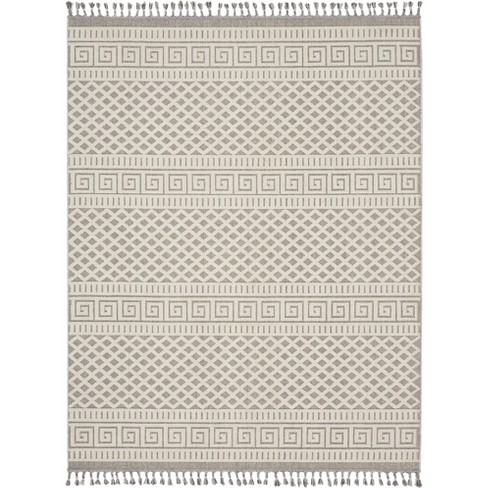 Nourison Elwood Greek Key Textured Indoor Tassel Fringe Rug Ivory/grey ...