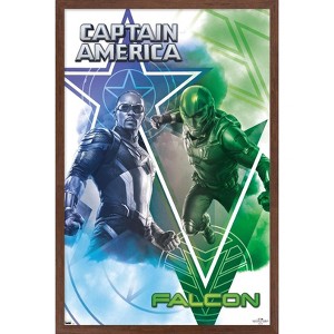 Trends International Marvel Captain America: Brave New World - Cap and Falcon Framed Wall Poster Prints - 1 of 4