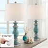 Regency Hill Patsy Country Cottage Table Lamps 26 1/2" High Set of 2 Blue with Table Top Dimmers Gray Fabric Drum Shade for Living Room House Home - 2 of 4