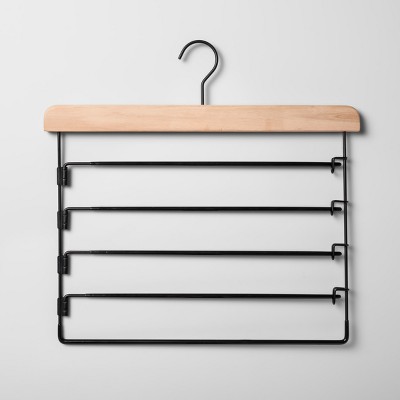 5 Tier Pants Hanger Black with Natural Wood - Brightroom&#8482;