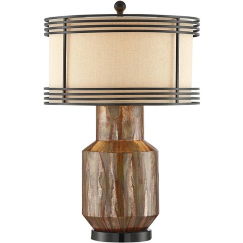 Possini Euro Design Rustic Table Lamp, Copper Coloured Light Shades For Living Room