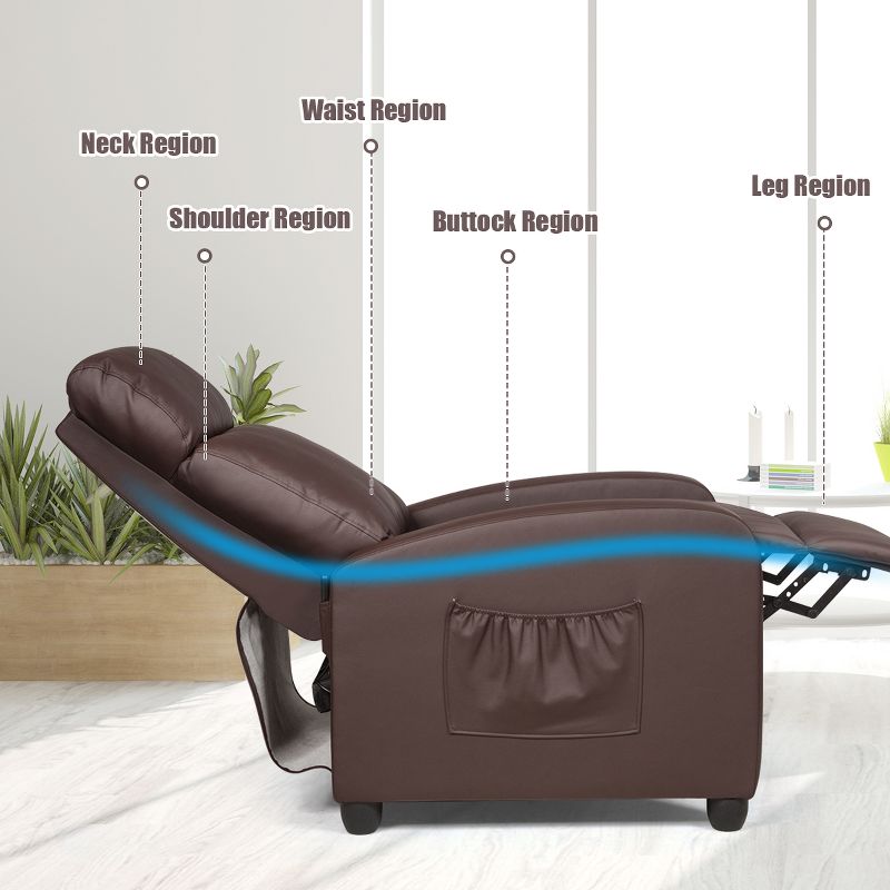 Recliner Massage Chair, Ergonomic Adjustable Single Sofa with Padded Seat Black\Brown\Gray, 5 of 9