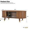 Coffee Table with Storage and USB Ports,42" Oval Fluted Wood Table with Tambour Doors and Solid Wood Legs for Living Room-Maison Boucle - 3 of 4