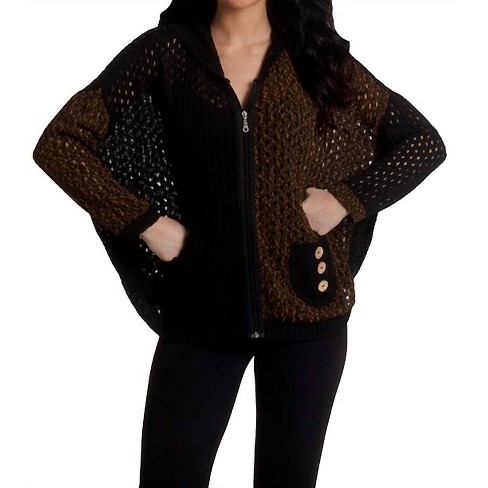 Women's Crochet Button Hoodie Pullover - french kyss - image 1 of 3