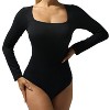 Dexmalle Black Women's Long Sleeve Triangle Bodysuit Slim - 2 of 4