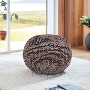 KWPZQEB Round Pouf Ottoman, Knitted Pouf Foot Stool, Cotton Braid Cord Foot Stool Footrest Accent Seat for Living Room, Bedroom, Kids Nursery - 1 of 4