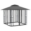 vidaXL Gazebo Outdoor Canopy with Sidewalls for Porch Garden Anthracite Steel - 118.1" x 118.1" x 106.3" - 3 of 4