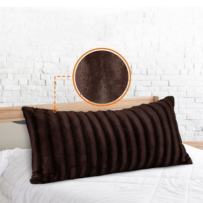 Chocolate Brown Faux Fur Rectangular Body Pillow