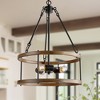LNC Chet 4-light 16" Modern Farmhouse Small Drum Chandelier, Antique Brown and Matte Black - 2 of 4