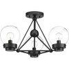 Progress Lighting Spatial Collection, 3-Light Semi-Flush Convertible Fixture, Matte Black, Clear Globe Shades - 3 of 4