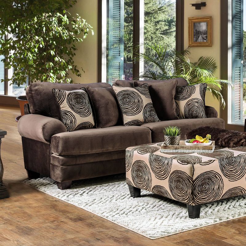 Mauricio Microfiber Sofa Brown - Furniture Of America, 3 of 7