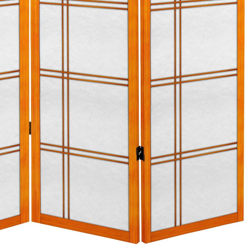 6 ft. Tall Canvas Double Cross Room Divider - Honey (4 Panels), 4 of 6