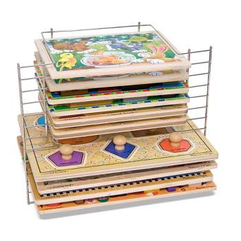 Melissa & Doug Deluxe Metal Wire Puzzle Storage Rack for 12 Small and Large Puzzles