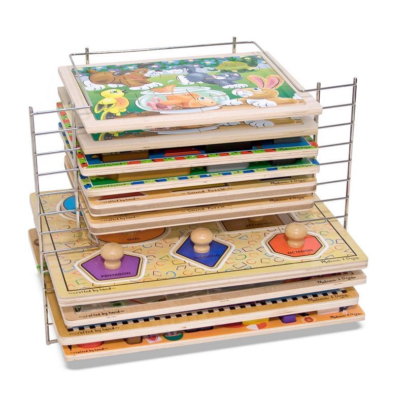Melissa &#38; Doug Deluxe Metal Wire Puzzle Storage Rack for 12 Small and Large Puzzles, 1 of 11