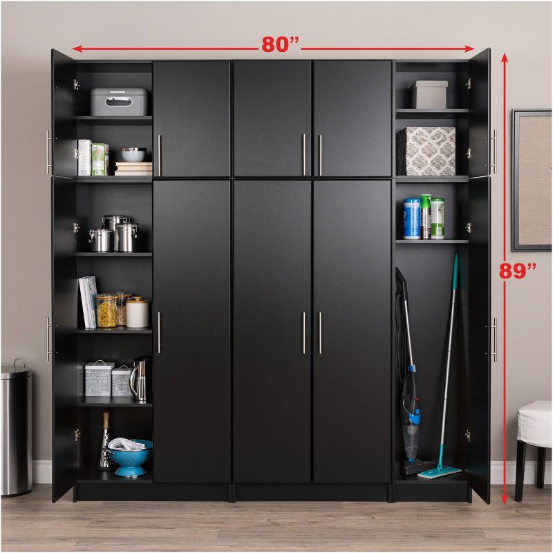 80&#34; Elite with 6 Storage Cabinet Set Black - Prepac, 4 of 9