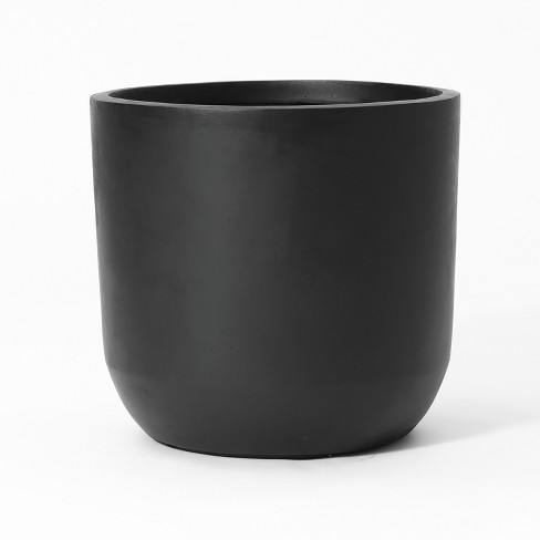 LuxenHome 17.1-Inch Round Smooth Finish Black MgO Planter - image 1 of 4