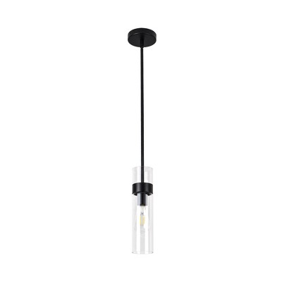 PAKOKULA 1-Light Black understated Mini Pendant Light with Clear Glass Shade