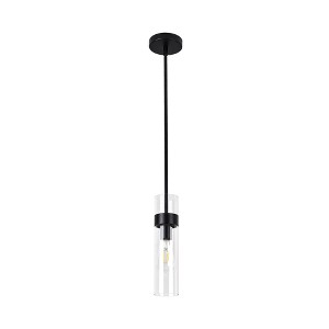 PAKOKULA 1-Light Black understated Mini Pendant Light with Clear Glass Shade - 1 of 4