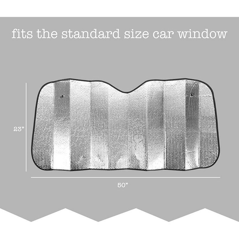 Zone Tech Silver Car Foldable Sun Shade  - Premium Quality Accordion Metallic Reflective Car Sun Shade, 2 of 8