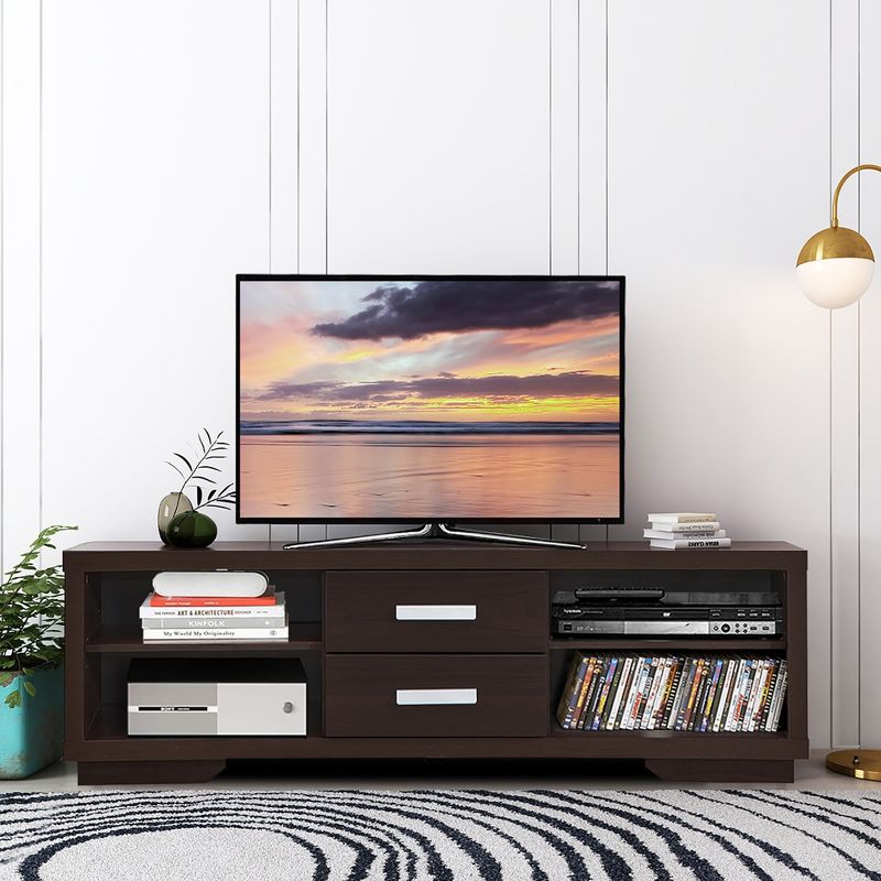 Costway TV Stand Entertainment Center Hold up to 65'' TV with Storage Shelves & Drawers, 2 of 11