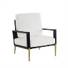 Gulches White Velvet Upholstered Accent Chair, Modern Lounge Armchair with Solid Rubberwood Frame & Gold Metal Legs, Adjustable Back Pillow - 2 of 4