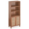 Okak Farmhouse Bookshelf,  Display Shelf with 4 Tiers and Adjustable Glass Shelves, Storage Organizer for Living Room, Kitchen, Bedroom, White - 4 of 4